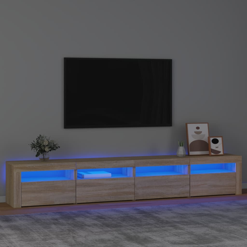 tv-skab med LED-lys 240x35x40 cm sonoma-eg