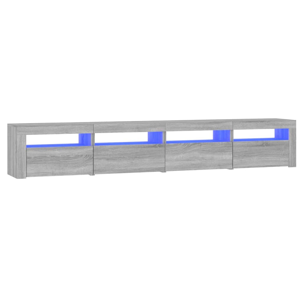 tv-skab med LED-lys 240x35x40 cm grå sonoma-eg