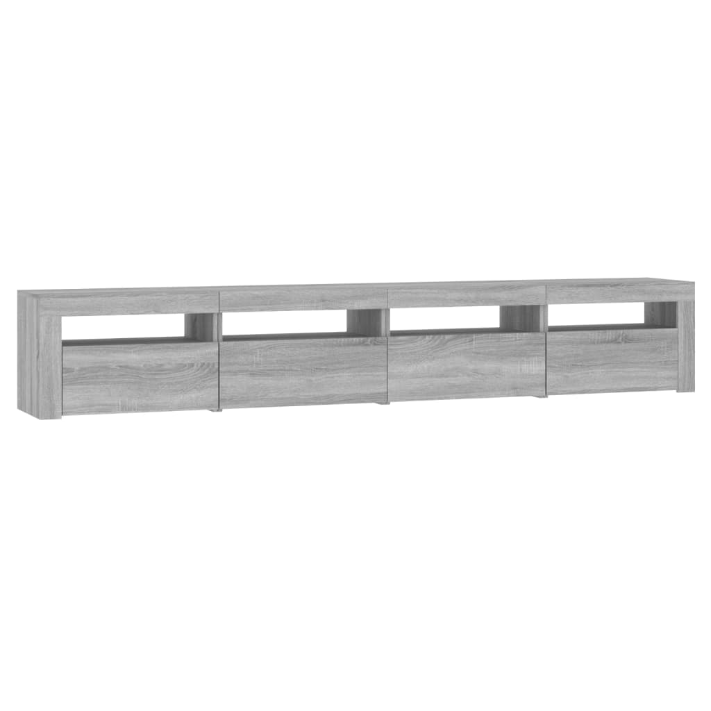 tv-skab med LED-lys 240x35x40 cm grå sonoma-eg