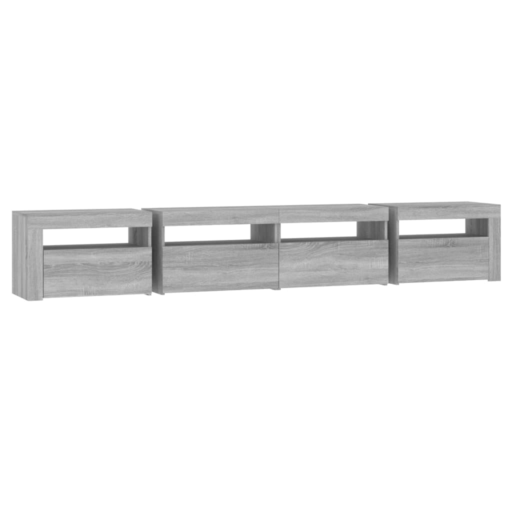tv-skab med LED-lys 240x35x40 cm grå sonoma-eg