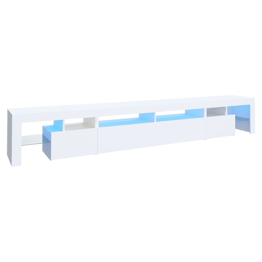 tv-skab med LED-lys 260x36,5x40 cm hvid