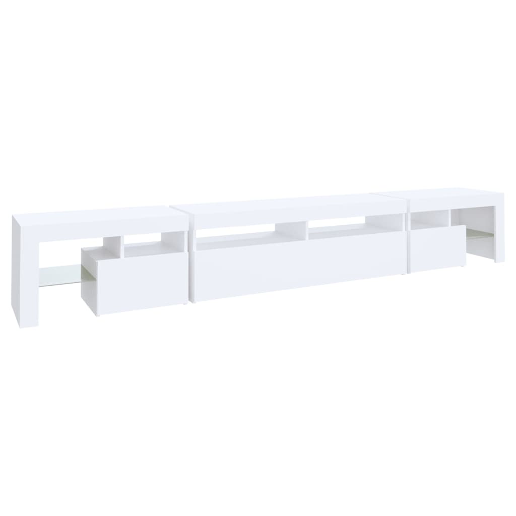 tv-skab med LED-lys 260x36,5x40 cm hvid