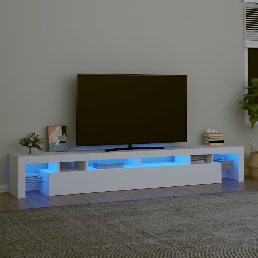 tv-skab med LED-lys 260x36,5x40 cm hvid