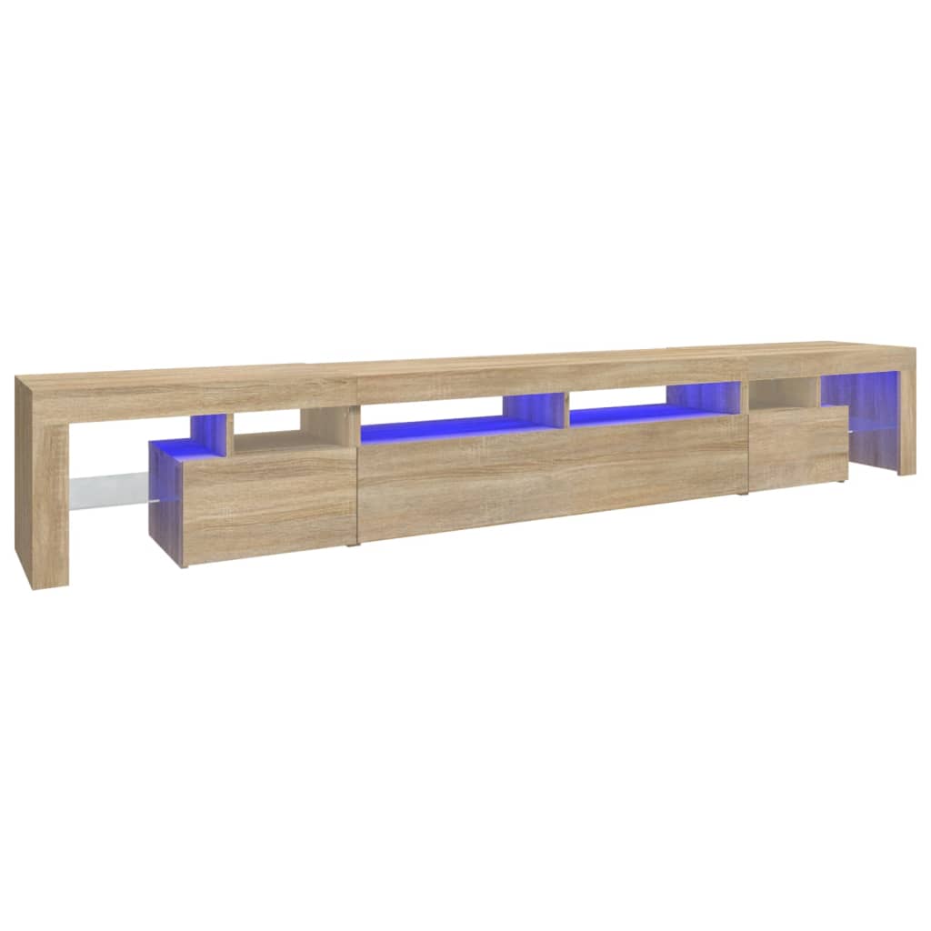 tv-skab med LED-lys 260x36,5x40 cm sonoma-eg