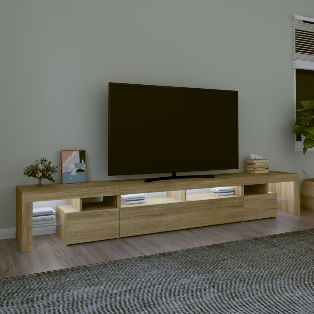 tv-skab med LED-lys 260x36,5x40 cm sonoma-eg
