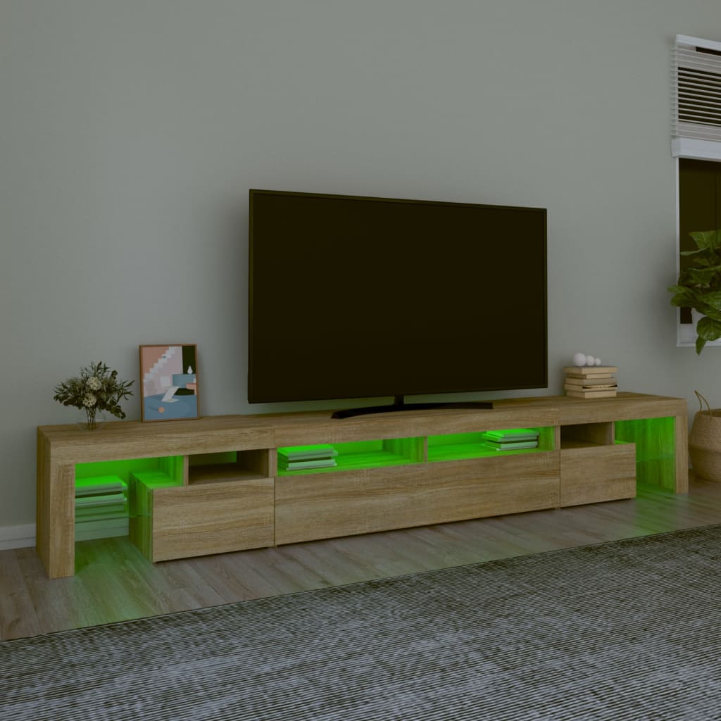 tv-skab med LED-lys 260x36,5x40 cm sonoma-eg