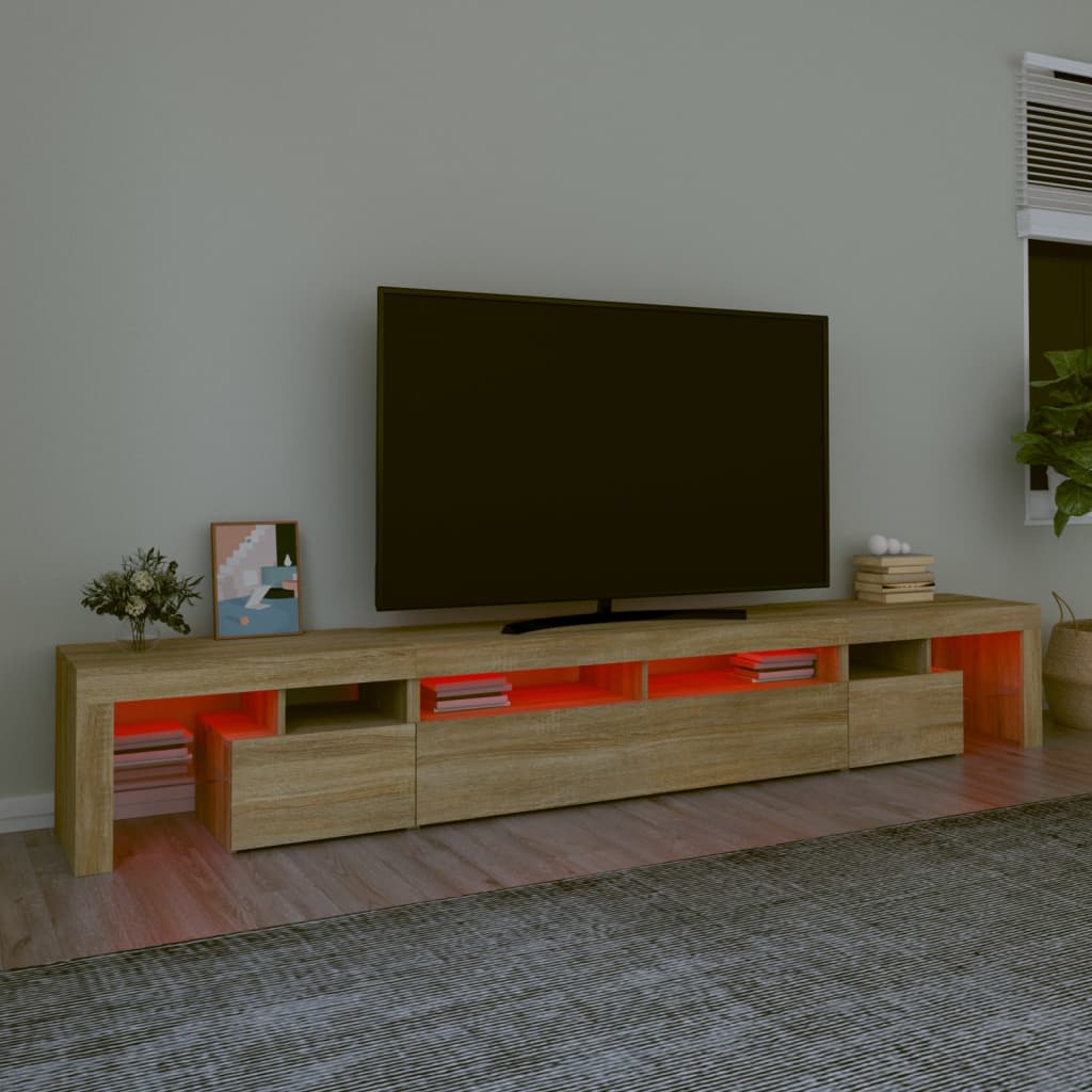 tv-skab med LED-lys 260x36,5x40 cm sonoma-eg