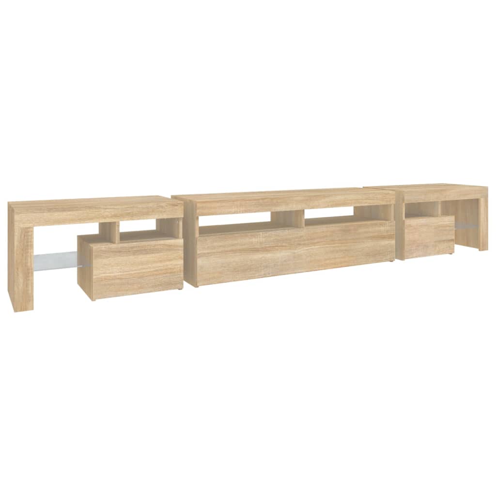 tv-skab med LED-lys 260x36,5x40 cm sonoma-eg