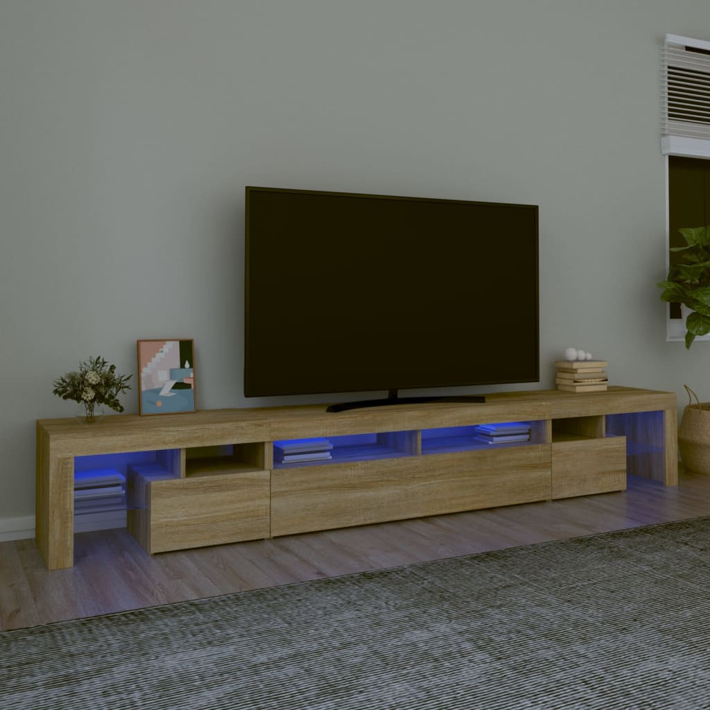tv-skab med LED-lys 260x36,5x40 cm sonoma-eg