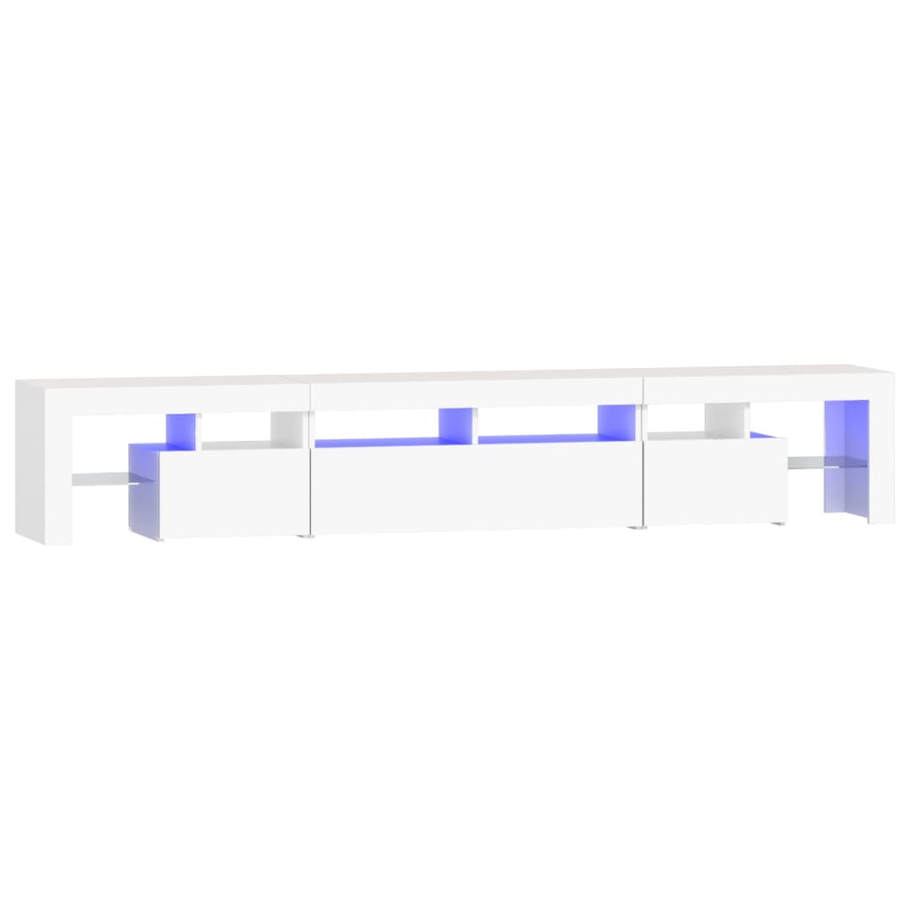 tv-skab med LED-lys 230x36,5x40 cm hvid