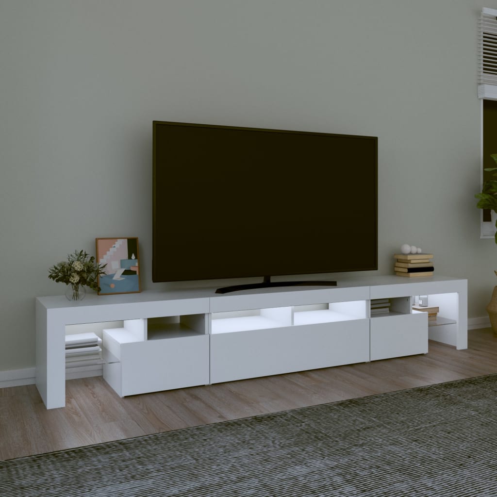 tv-skab med LED-lys 230x36,5x40 cm hvid