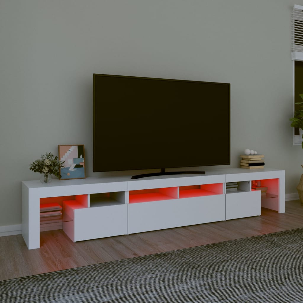 tv-skab med LED-lys 230x36,5x40 cm hvid