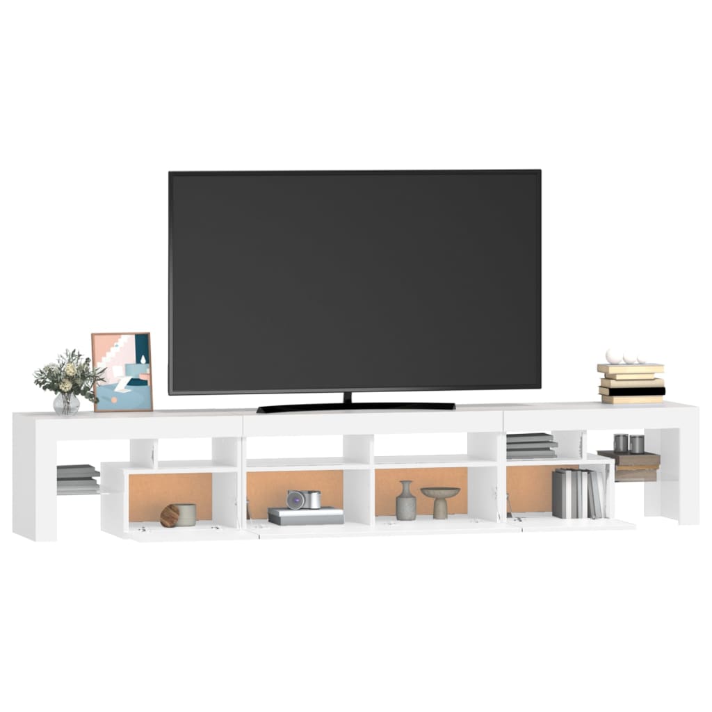tv-skab med LED-lys 230x36,5x40 cm hvid