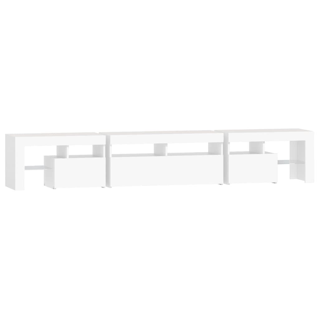 tv-skab med LED-lys 230x36,5x40 cm hvid