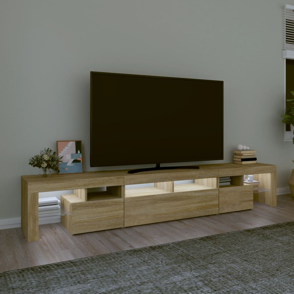 tv-skab med LED-lys 230x36,5x40 cm sonoma-eg