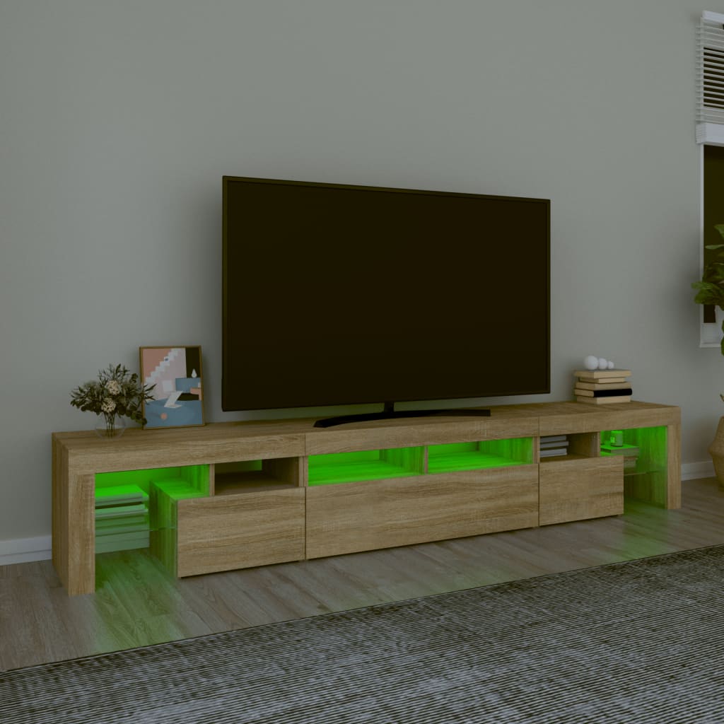 tv-skab med LED-lys 230x36,5x40 cm sonoma-eg