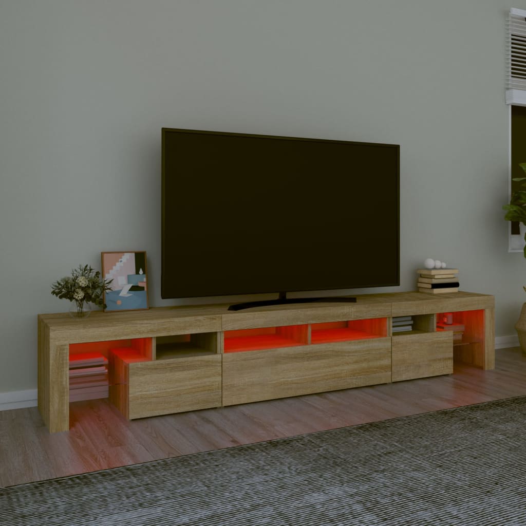 tv-skab med LED-lys 230x36,5x40 cm sonoma-eg