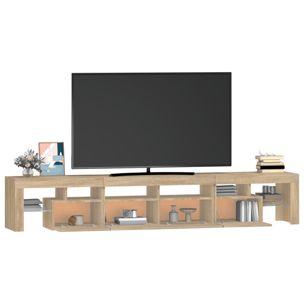 tv-skab med LED-lys 230x36,5x40 cm sonoma-eg