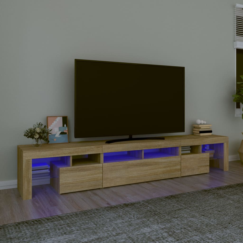 tv-skab med LED-lys 230x36,5x40 cm sonoma-eg