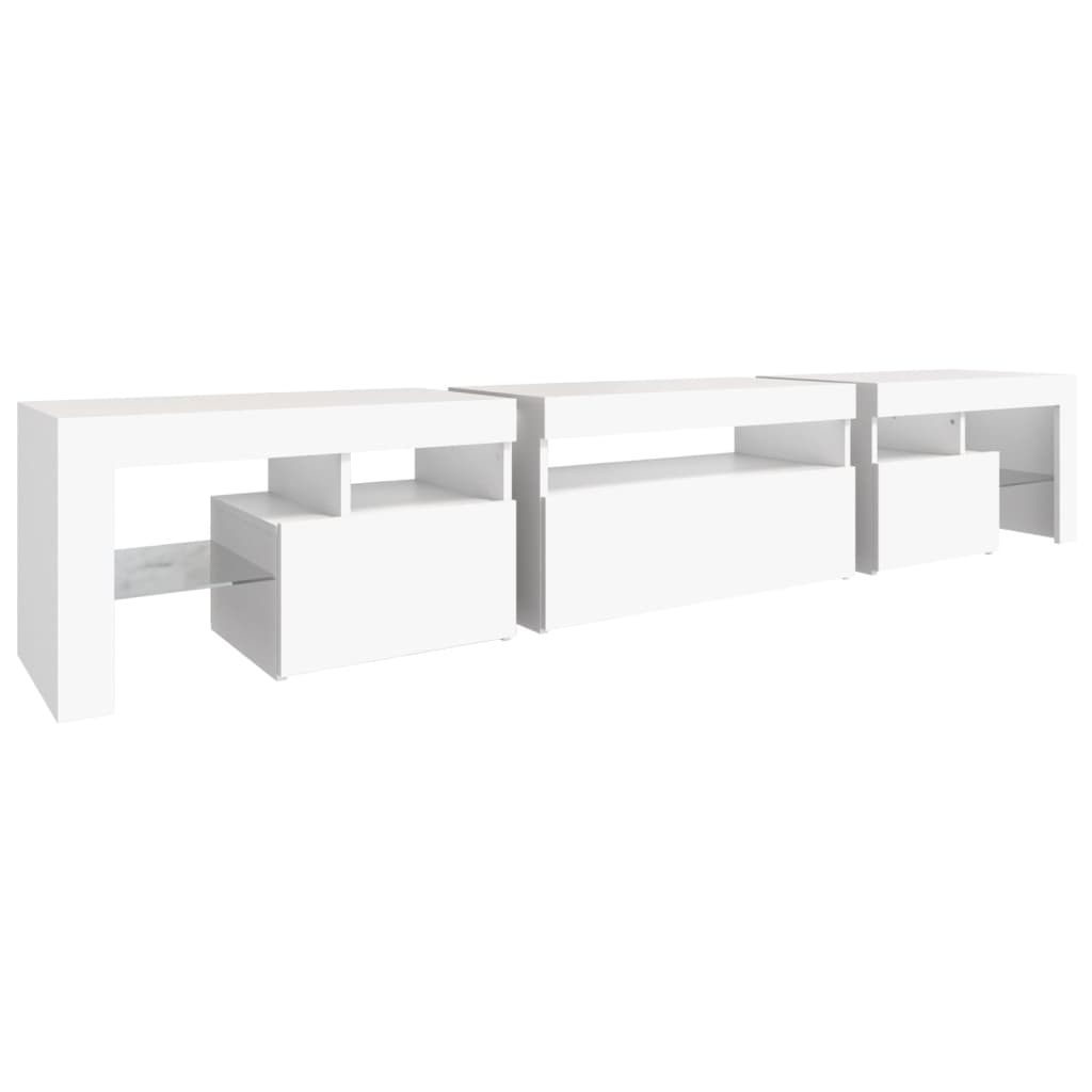 tv-skab med LED-lys 215x36,5x40 cm hvid