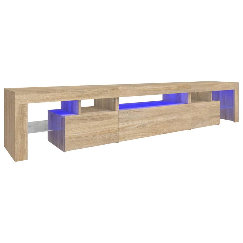 tv-skab med LED-lys 215x36,5x40 cm sonoma-eg