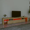 tv-skab med LED-lys 215x36,5x40 cm sonoma-eg