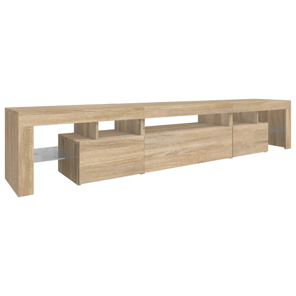 tv-skab med LED-lys 215x36,5x40 cm sonoma-eg
