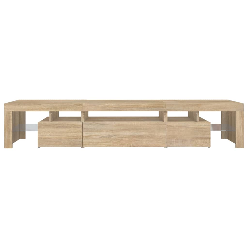 tv-skab med LED-lys 215x36,5x40 cm sonoma-eg