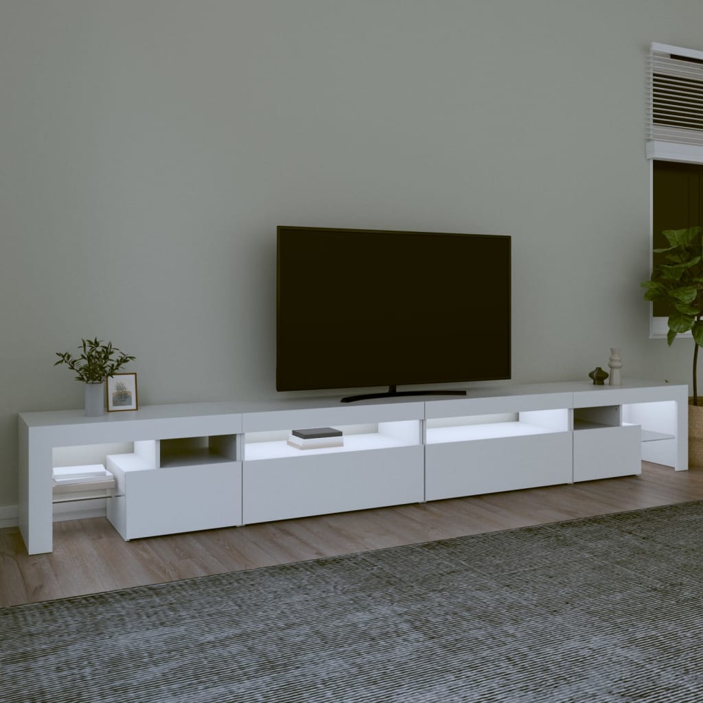 tv-skab med LED-lys 290x36,5x40 cm hvid