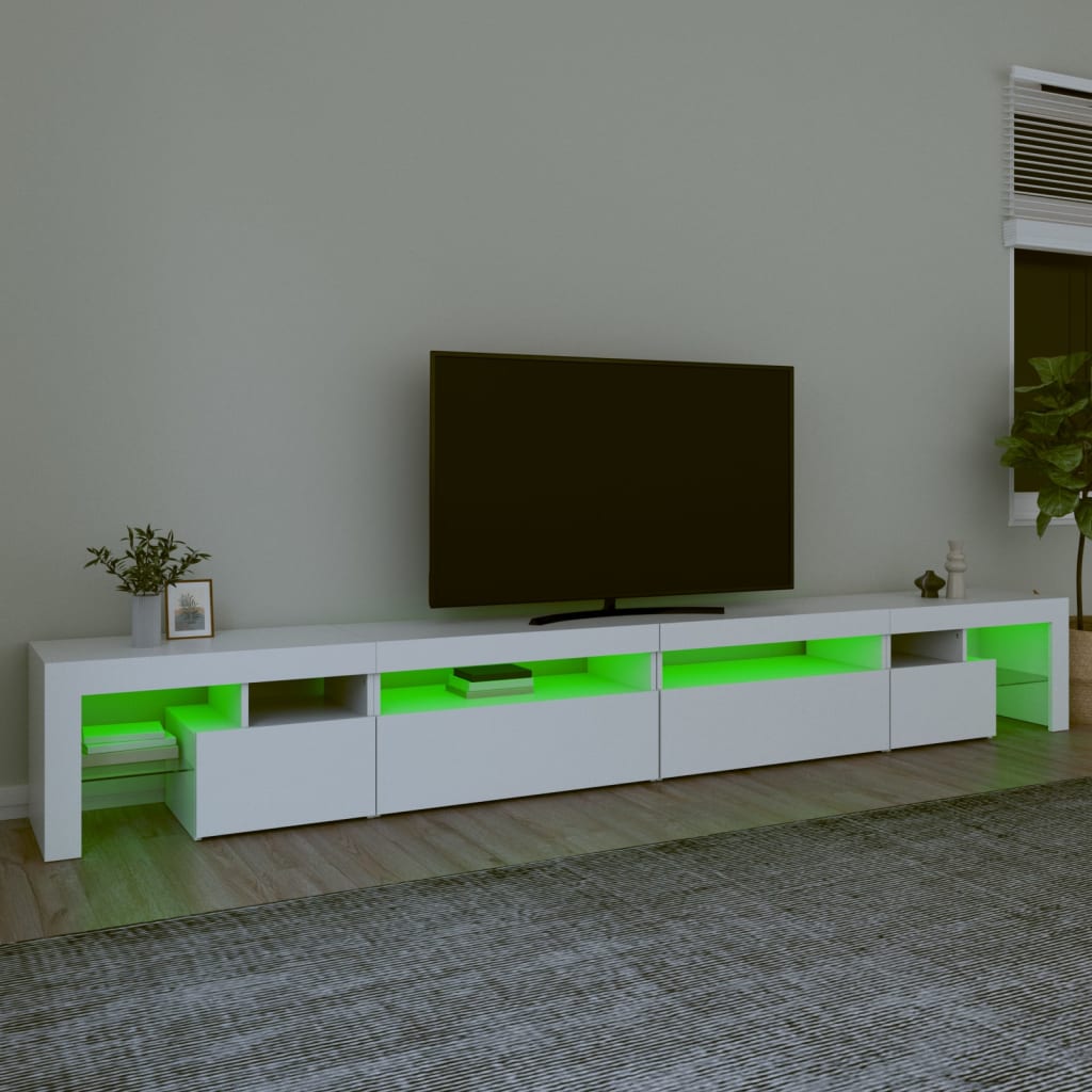 tv-skab med LED-lys 290x36,5x40 cm hvid