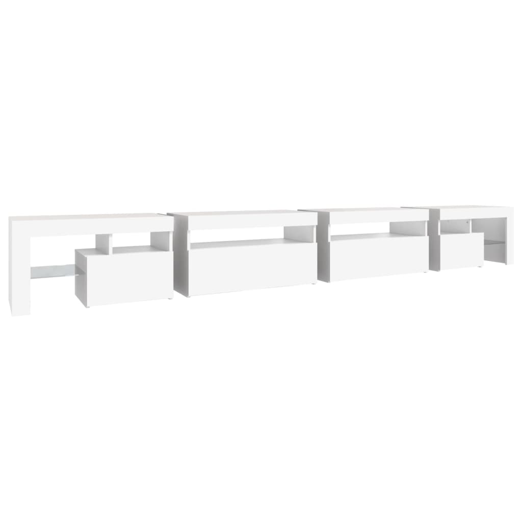 tv-skab med LED-lys 290x36,5x40 cm hvid