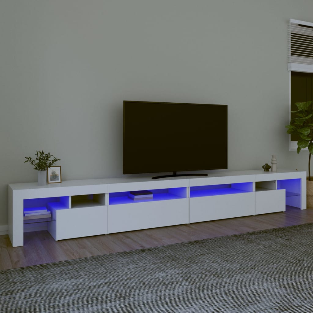 tv-skab med LED-lys 290x36,5x40 cm hvid