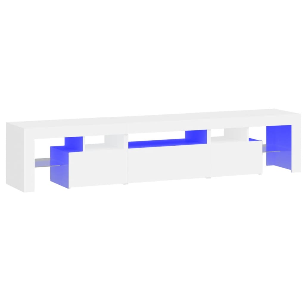 tv-skab med LED-lys 200x36,5x40 cm hvid