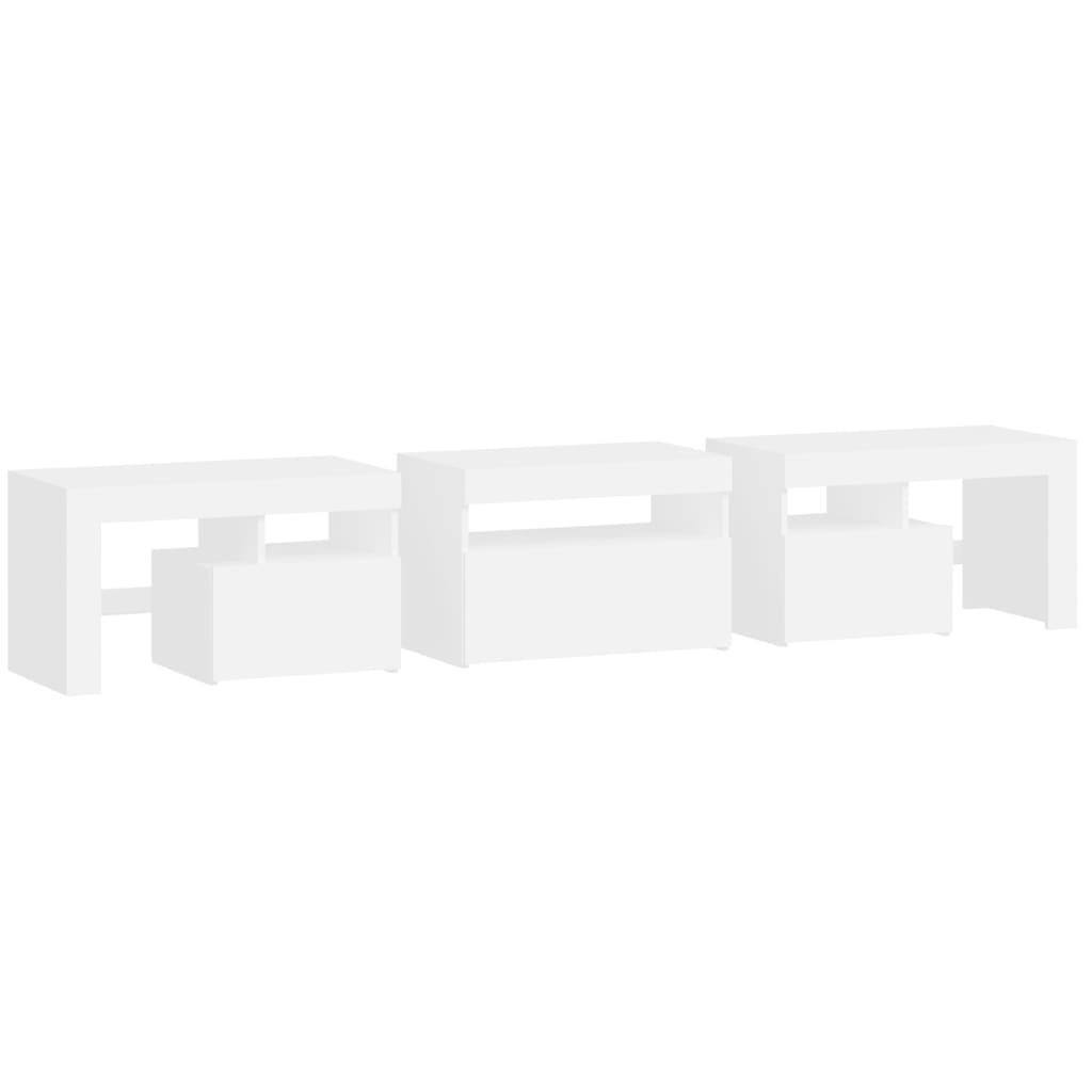 tv-skab med LED-lys 200x36,5x40 cm hvid