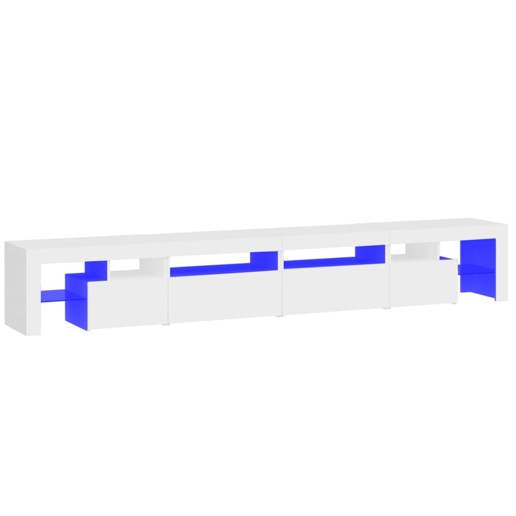 tv-skab med LED-lys 260x36,5x40 cm hvid