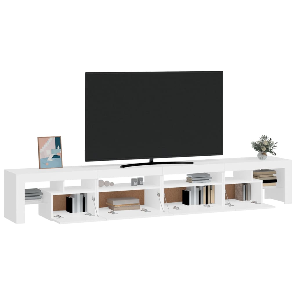 tv-skab med LED-lys 260x36,5x40 cm hvid