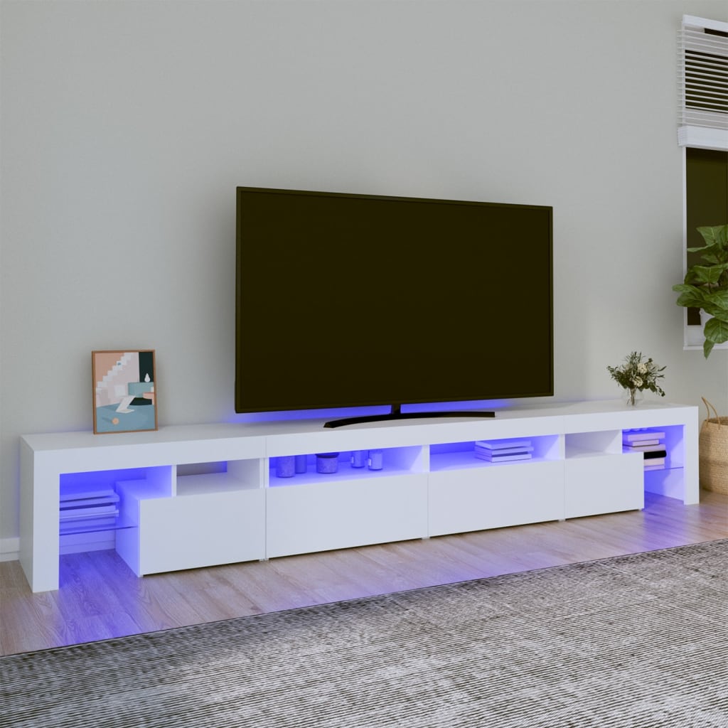tv-skab med LED-lys 260x36,5x40 cm hvid