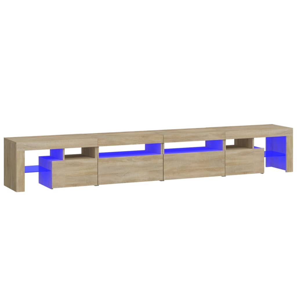 tv-skab med LED-lys 260x36,5x40 cm sonoma-eg