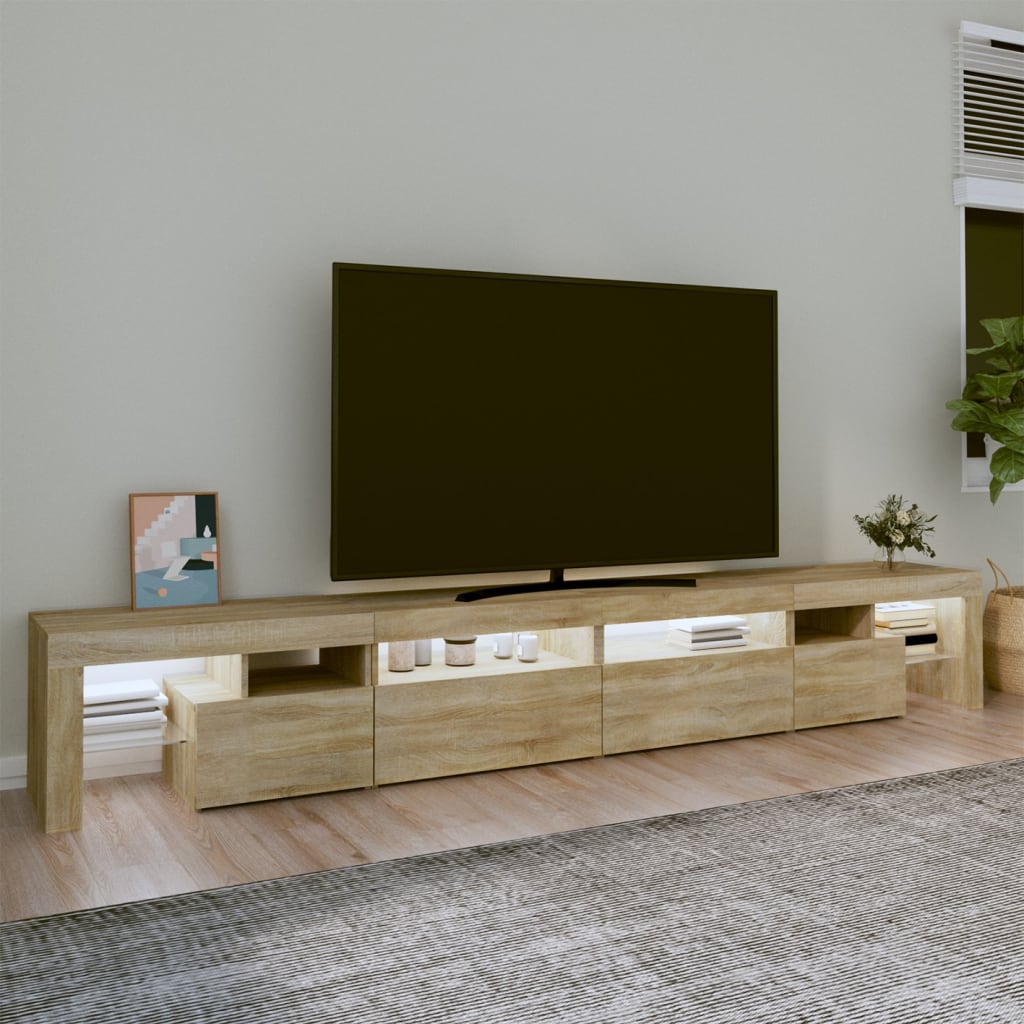 tv-skab med LED-lys 260x36,5x40 cm sonoma-eg