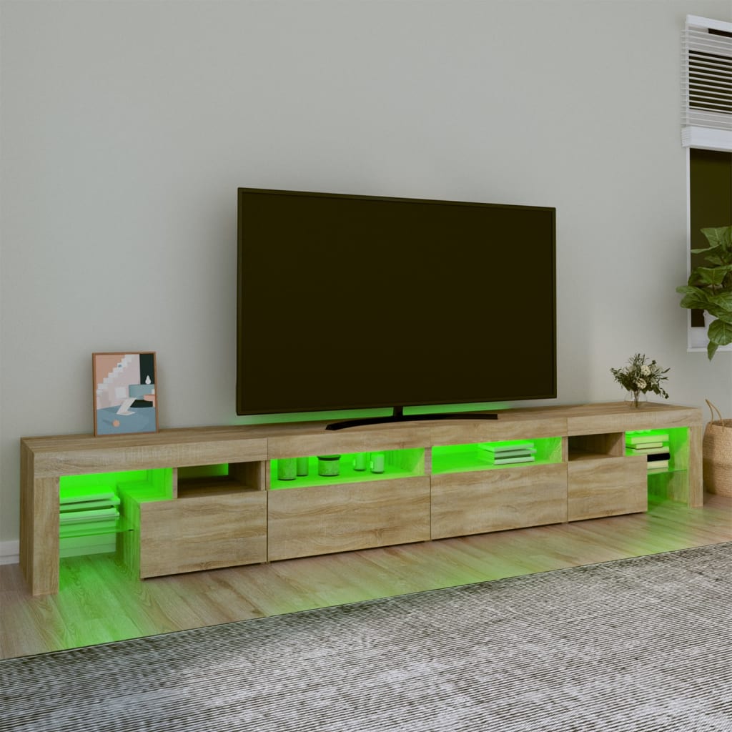 tv-skab med LED-lys 260x36,5x40 cm sonoma-eg