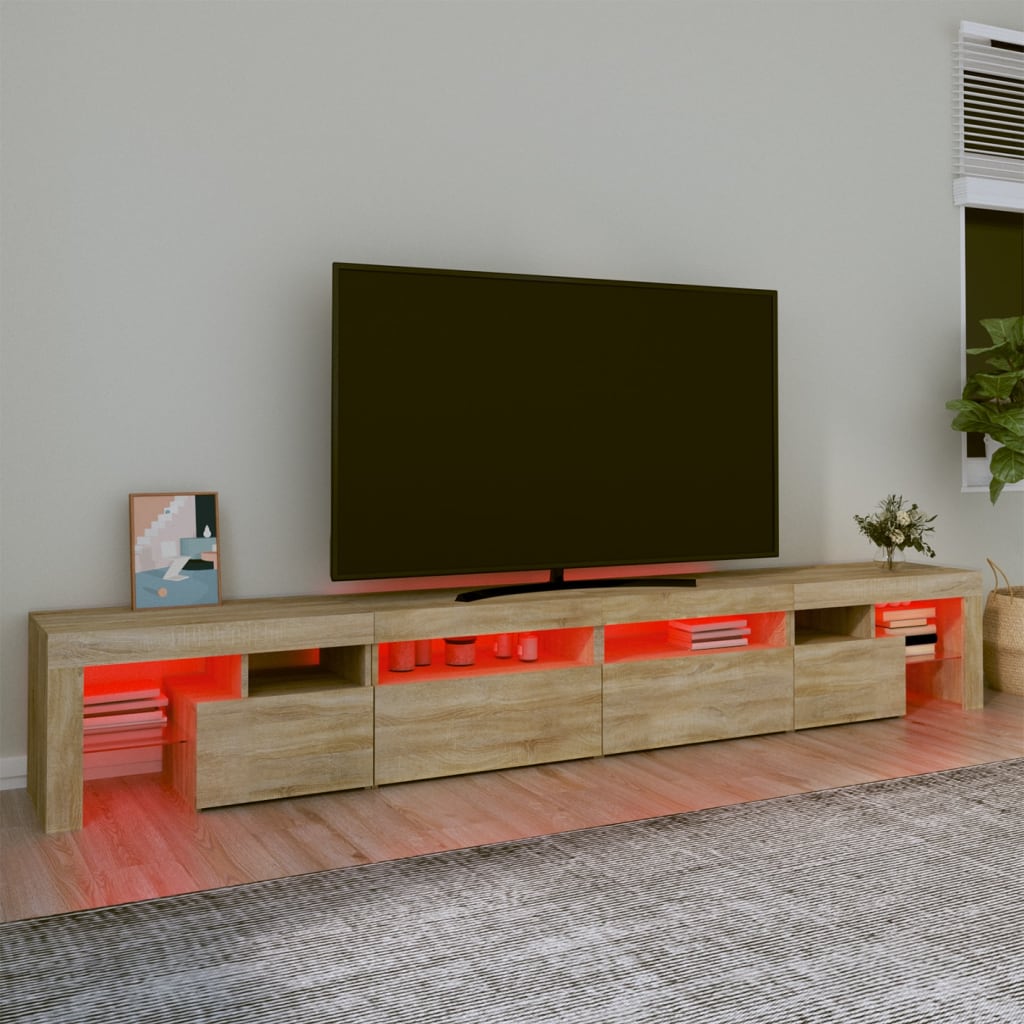 tv-skab med LED-lys 260x36,5x40 cm sonoma-eg