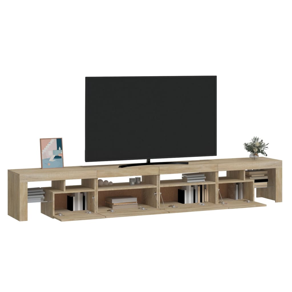 tv-skab med LED-lys 260x36,5x40 cm sonoma-eg