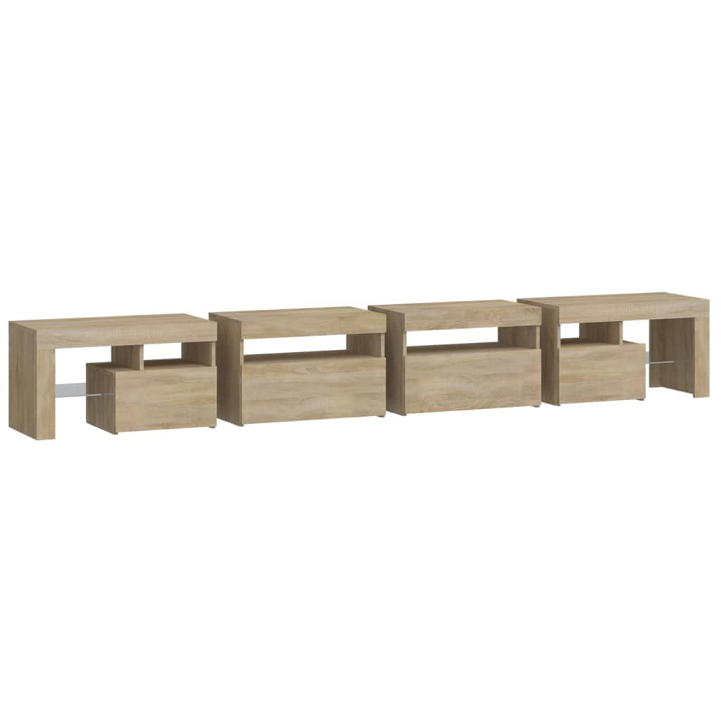 tv-skab med LED-lys 260x36,5x40 cm sonoma-eg