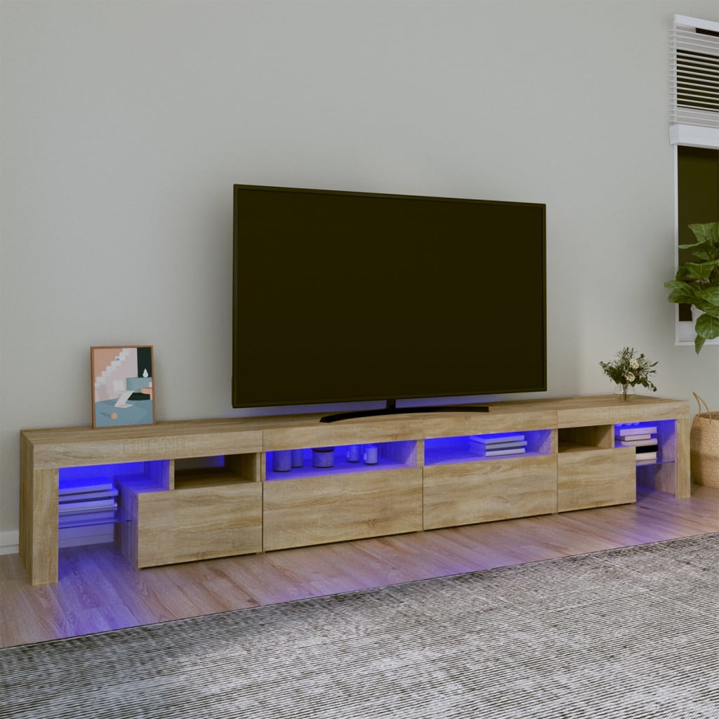tv-skab med LED-lys 260x36,5x40 cm sonoma-eg
