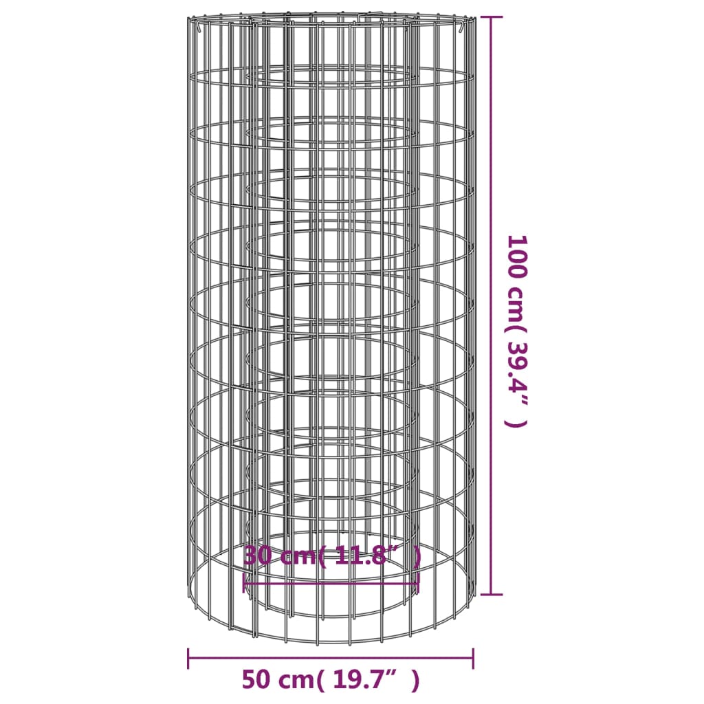 gabion-bålkurv Ø 50 cm galvaniseret jern