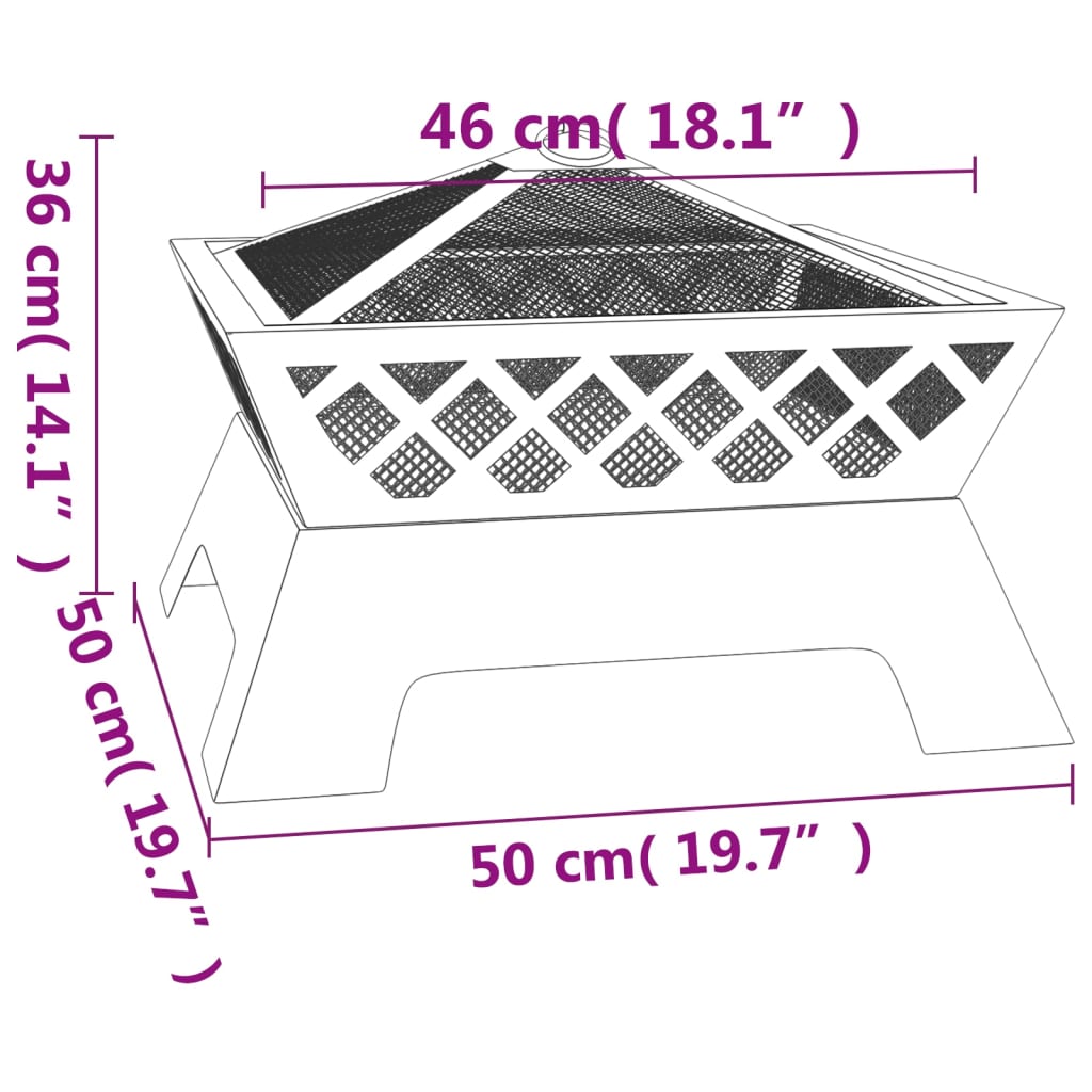 bålfad med ildrager 50 cm XXL stål
