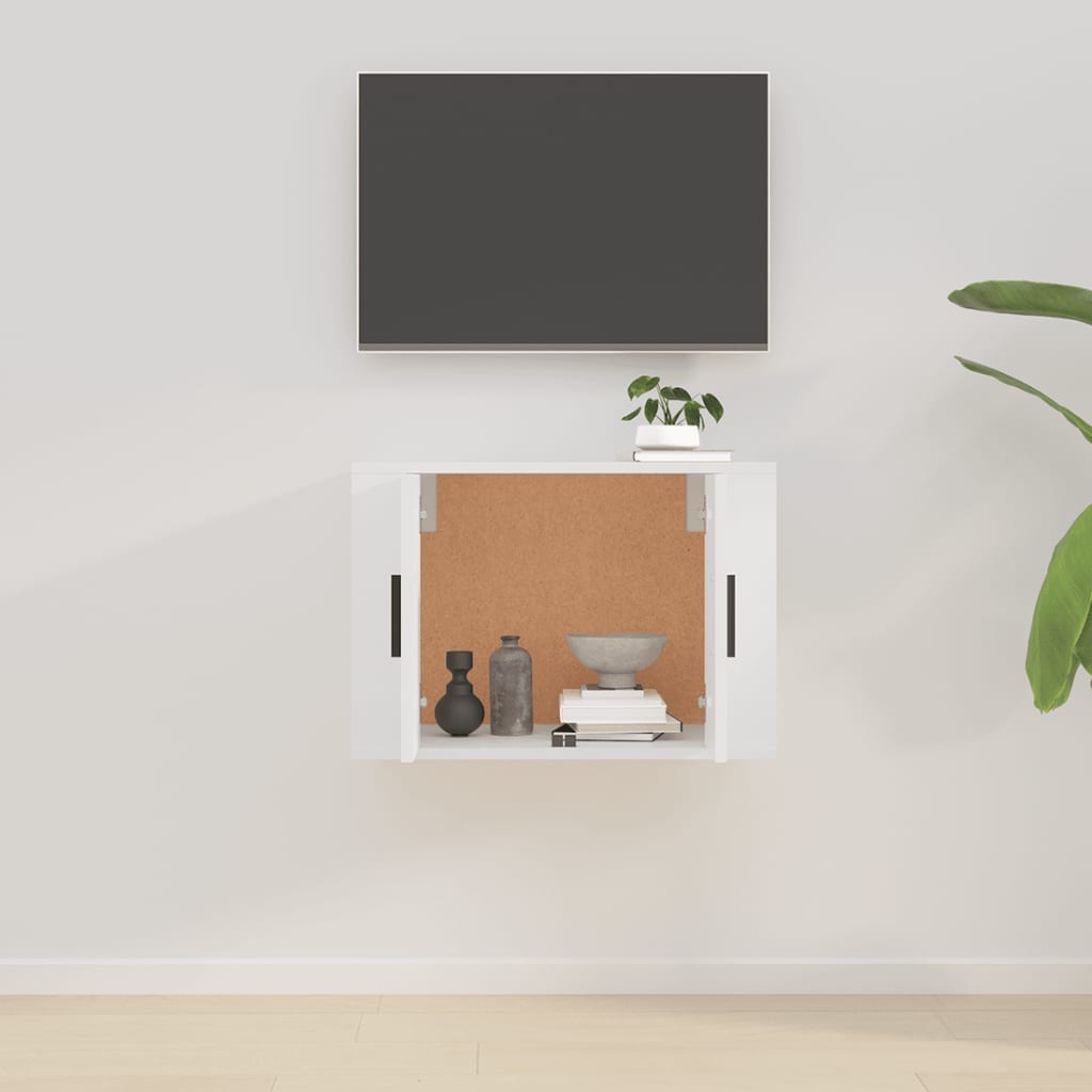 væghængt tv-skab 57x34,5x40 cm hvid højglans