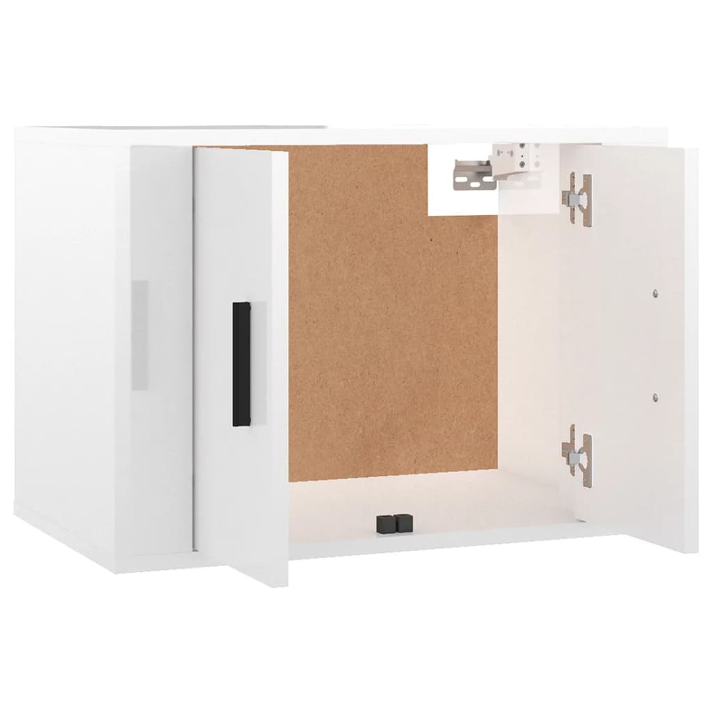 væghængt tv-skab 57x34,5x40 cm hvid højglans