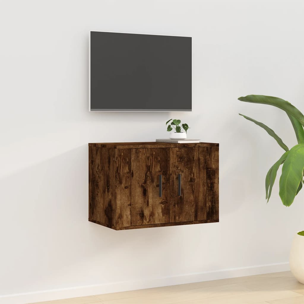 væghængt tv-skab 57x34,5x40 cm røget egetræsfarve