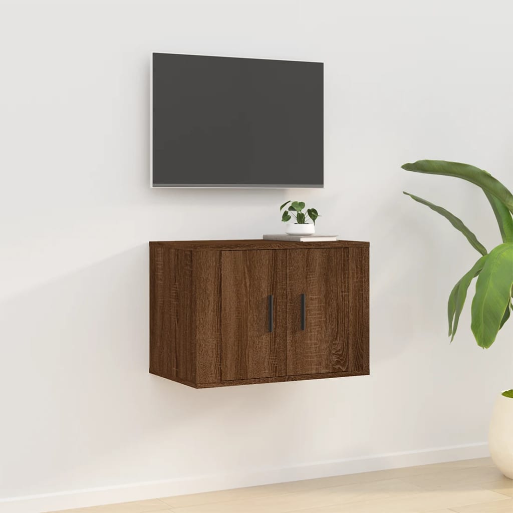 væghængt tv-skab 57x34,5x40 cm brun egetræsfarve